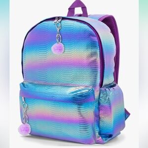 Kids Mermaid Backpack with Pom-Pom Charm and Lunch Bag